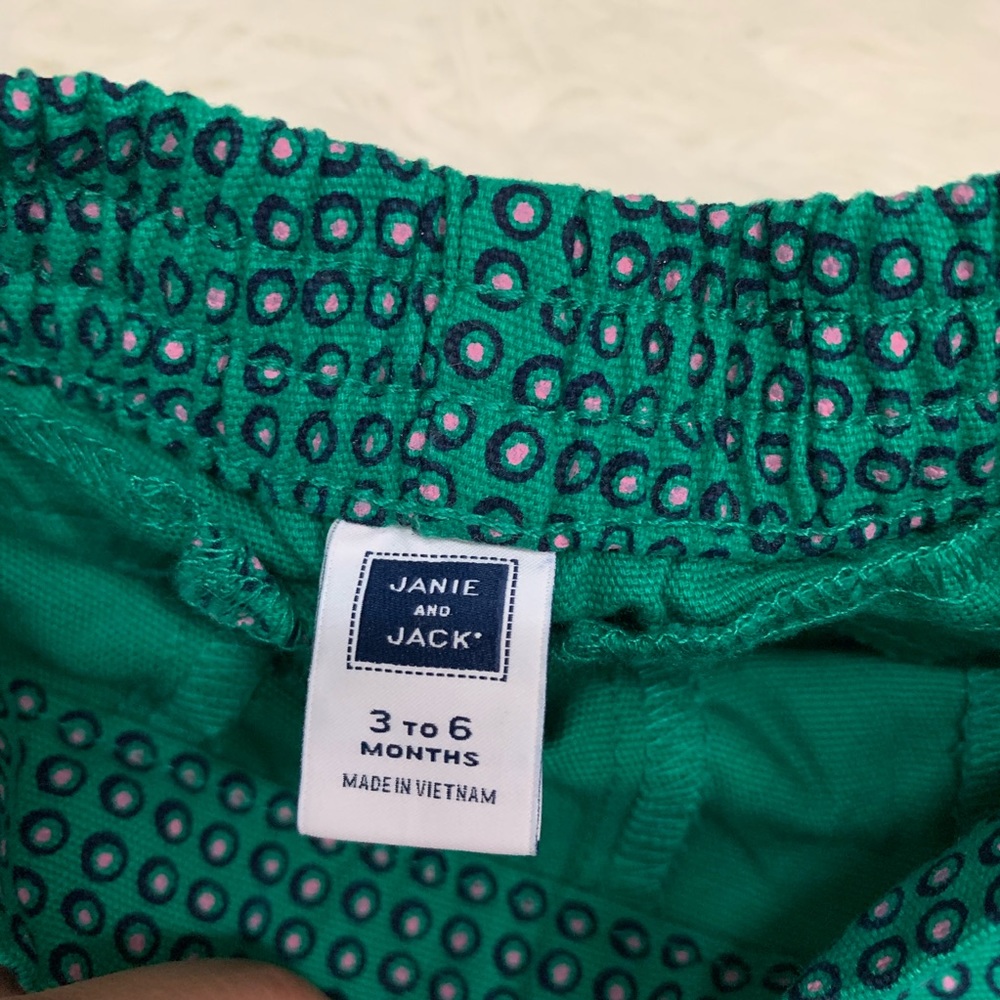 🍩Janie and Jack Girls Dot Short Green Size 3-6 M - Picture 4 of 6